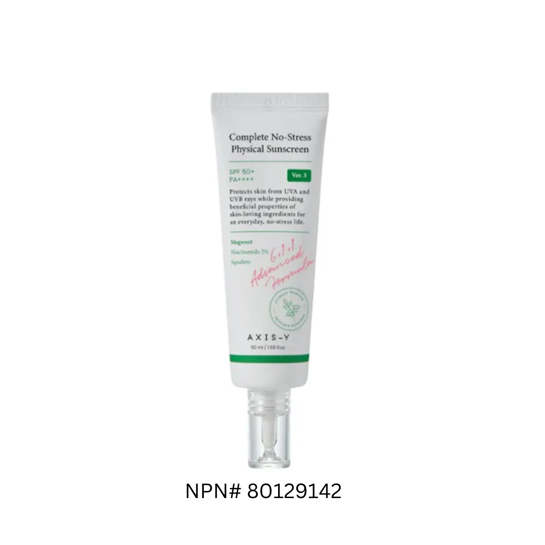 AXIS-Y Complete No-Stress Physical Sunscreen is a gentle, non-irritating sunscreen designed for sensitive skin. Formulated with Zinc Oxide, it provides broad-spectrum SPF protection. This sunscreen contains soothing ingredients like Calendula, Chamomile, and Green Tea Extracts to calm the skin, while Niacinamide brightens the complexion. Hyaluronic Acid and Squalane offer hydration and barrier support, ensuring the skin stays moisturized. Ideal for everyday use, it protects against UV rays while nourishing