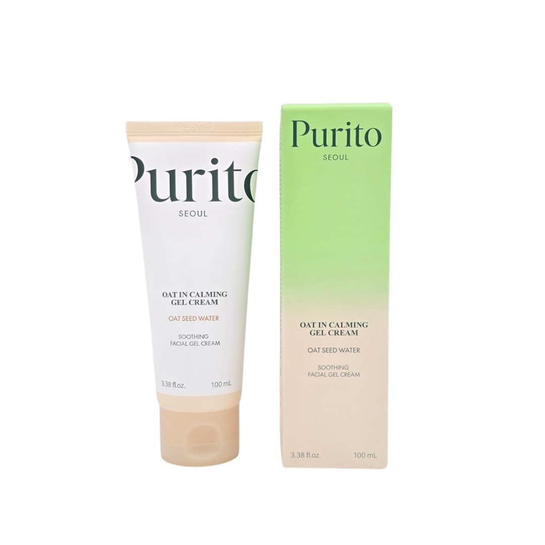 PURITO SEOUL Oat-In Calming Gel Cream is a soothing moisturizer formulated with 77.05% Oat Seed Water to calm and hydrate sensitive skin. Its lightweight gel texture absorbs quickly, delivering deep moisture without feeling heavy or greasy. Enriched with Squalane, Panthenol, and Beta-Glucan, this gel cream helps to restore and strengthen the skin barrier while soothing irritation. Perfect for all skin types, especially sensitive or easily irritated skin, it provides long-lasting hydration and leaves the ski