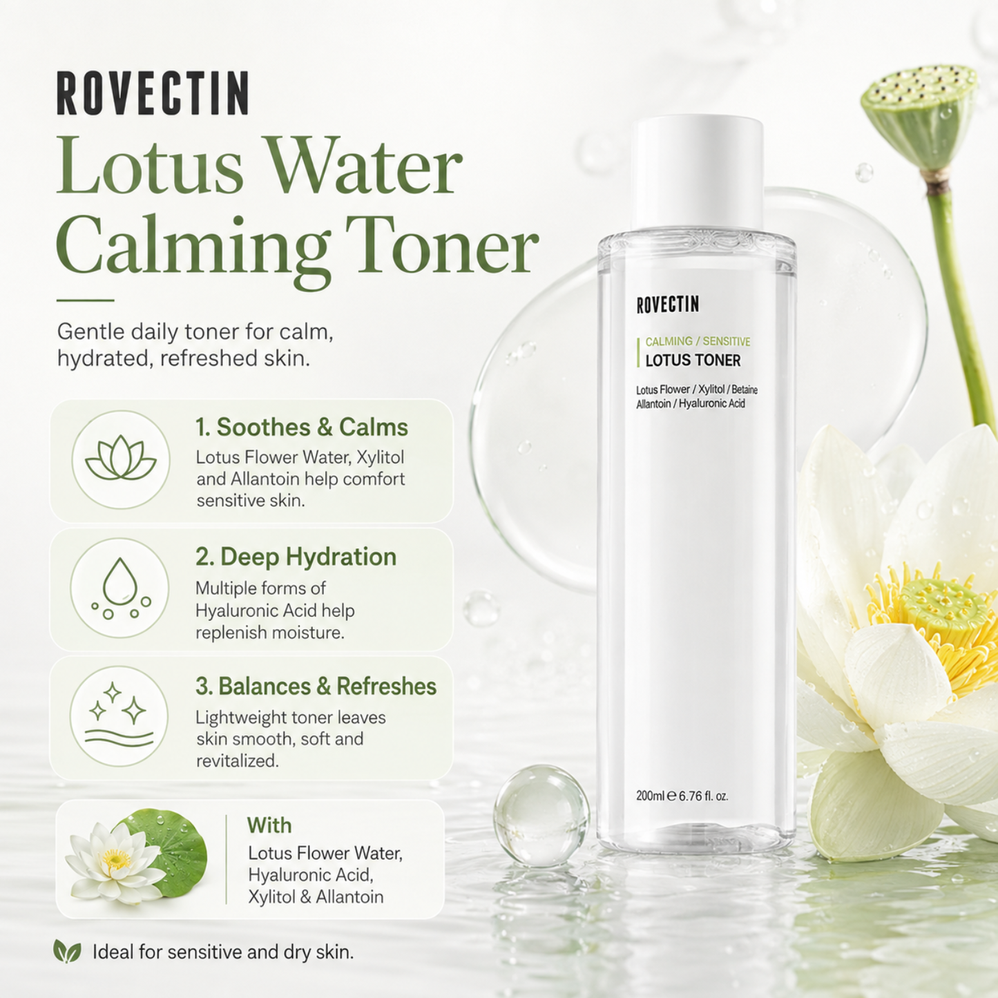 ROVECTIN Lotus Water Calming Toner 200ml