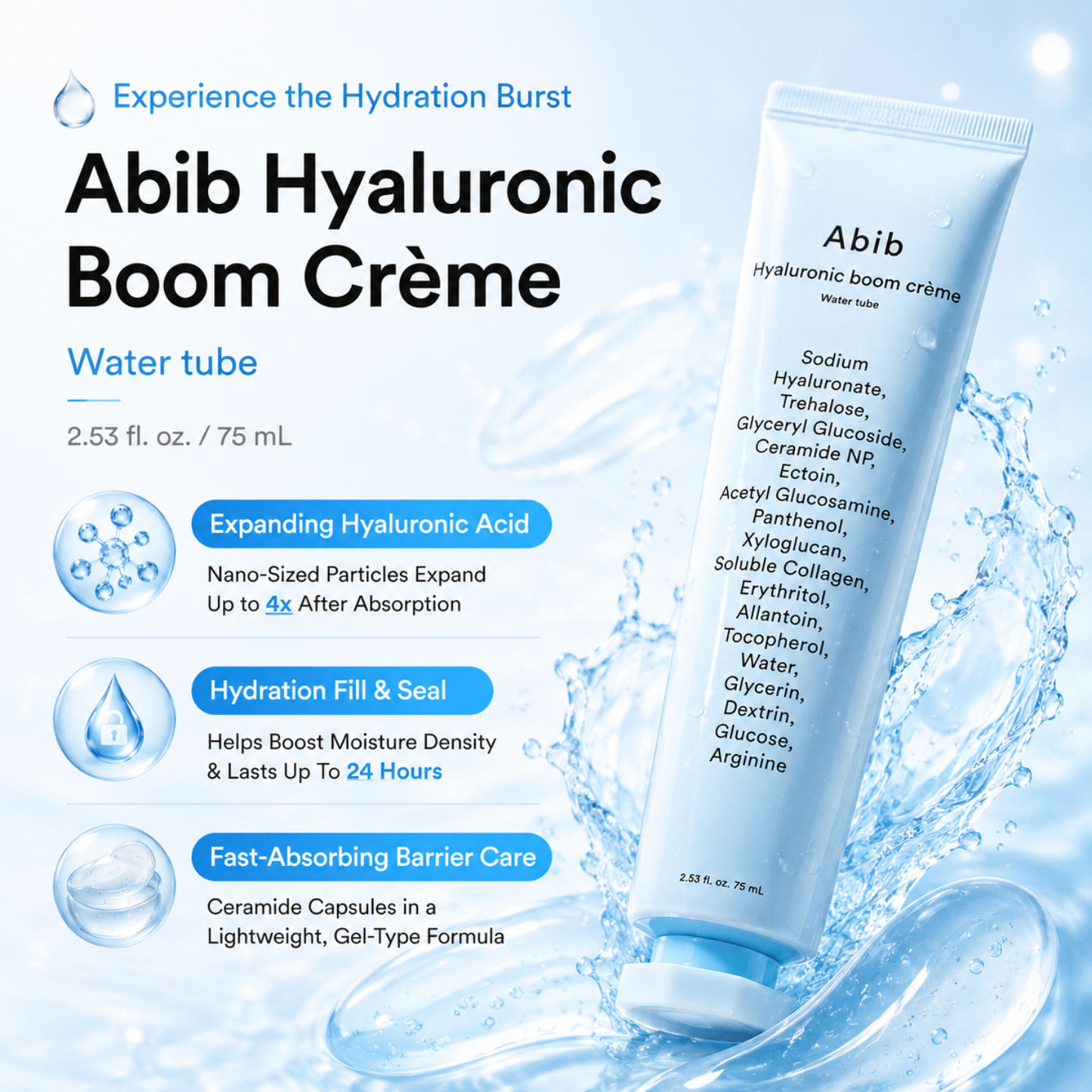 ABIB Hyaluronic Boom Crème Water Tube 75ml