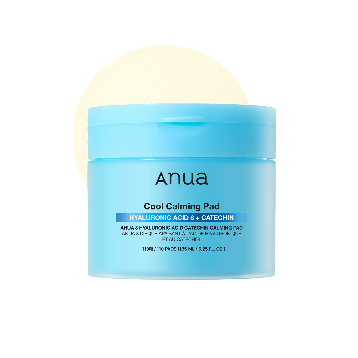 ANUA 8 Hyaluronic Acid Catechin Calming Pad is a soothing toner pad designed to calm, hydrate, and refresh sensitive skin. Formulated with 8 types of Hyaluronic Acid, it delivers multi-layer hydration while Niacinamide helps improve overall skin tone and balance. Green Tea Catechins and Centella Asiatica Extract help reduce redness and irritation, while Panthenol and Aloe Vera provide additional calming care. The pre-soaked pads gently smooth the skin and prep it for the next steps in your routine, leaving 