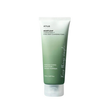 Load image into Gallery viewer, ANUA Heartleaf Quercetinol Pore Deep Cleansing Foam deeply purifies and cleanses the skin with its rich foam, effectively removing impurities and excess oil. Infused with 33.4% Heartleaf Extract and Quercetin, it helps soothe and calm the skin while gently exfoliating with Salicylic Acid. The blend of Hyaluronic Acid and botanical extracts ensures your skin stays hydrated and soft, leaving it refreshed and revitalized. Ideal for those seeking a deep cleanse without stripping the skin&#39;s natural moisture.