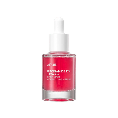 ANUA Niacinamide 10% + TXA 4% Dark Spot Correcting Serum is a potent formula designed to target dark spots and uneven skin tone. Featuring Niacinamide (10%) and Tranexamic Acid (4%), this serum works to brighten the complexion and reduce hyperpigmentation. Enriched with Hyaluronic Acid, Ceramides, and nourishing oils like Jojoba and Olive, it hydrates and strengthens the skin barrier, promoting a smoother and more radiant appearance. Ideal for those looking to achieve an even skin tone and a luminous glow.