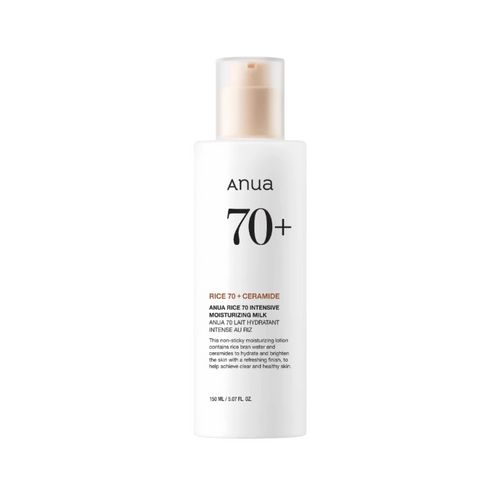 ANUA Rice 70 Intensive Moisturizing Milk delivers deep hydration with 70% Rice Bran Water to nourish and revitalize your skin. Infused with Meadowfoam Seed Oil, Ceramides, and Squalane, it strengthens the skin barrier while locking in moisture. Niacinamide brightens the complexion, and Hydrolyzed Rice Protein promotes a healthy, radiant glow. This lightweight, non-greasy formula leaves skin soft, smooth, and refreshed—perfect for everyday hydration.