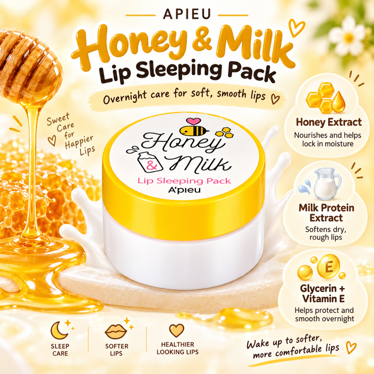 APIEU Honey & Milk Lip Sleeping Pack 6.7g