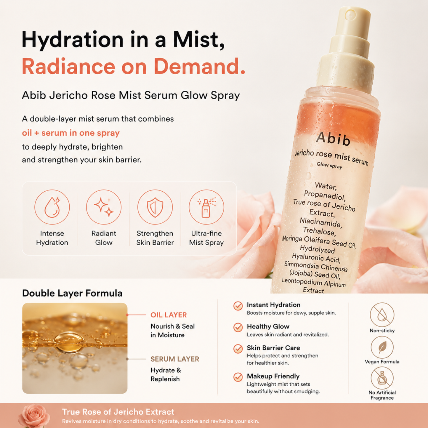 ABIB Jericho Rose Mist Serum Glow Spray 100ml