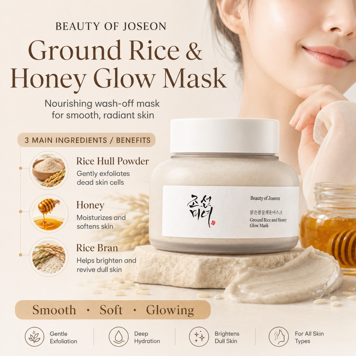 BEAUTY OF JOSEON Ground Rice and Honey Glow Mask 150ml