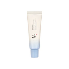 Load image into Gallery viewer, BEAUTY OF JOSEON Relief Sun Aqua-Fresh Rice + B5 is a lightweight and hydrating formula that soothes and nourishes the skin. Enriched with Rice Seed Water and Panthenol (Vitamin B5), it helps to maintain moisture balance while enhancing skin elasticity and radiance. Infused with botanical extracts like Oat Kernel, Artichoke Leaf, and Green Tea Water, it provides calming care and antioxidant protection. With a refreshing texture, it absorbs effortlessly, leaving your skin soft, smooth, and revitalized.