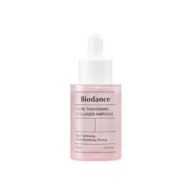 BIODANCE Pore Tightening Collagen Ampoule is a powerful treatment designed to refine and tighten pores while deeply hydrating the skin. Infused with Collagen Extract and Hyaluronic Acid, it helps improve skin elasticity and moisture levels, leaving your skin smooth and rejuvenated. The ampoule also contains Niacinamide to brighten and even out skin tone, while Panthenol and Allantoin soothe and calm any irritation. This formula is perfect for those looking to achieve a firmer, more radiant complexion with m