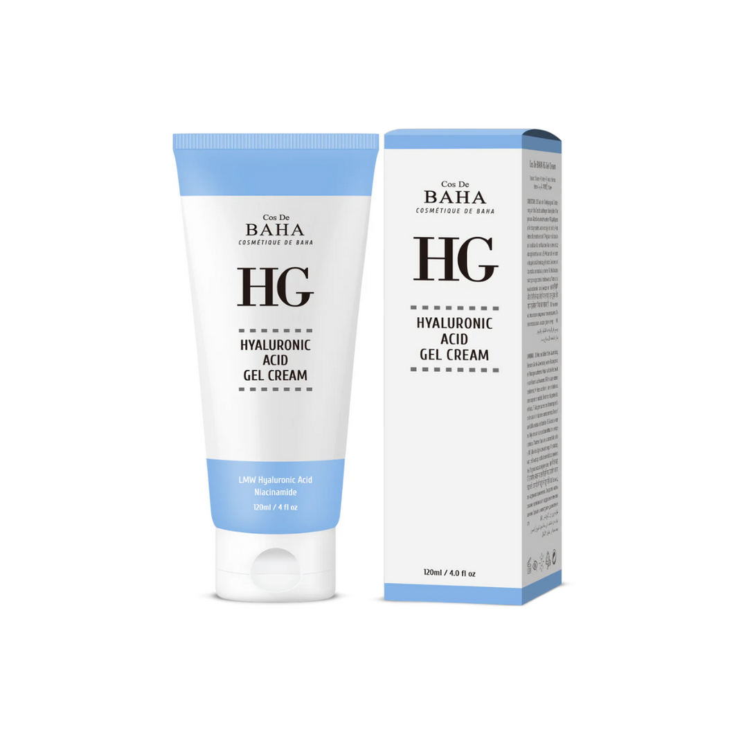 COS DE BAHA (HG) Hyaluronic Acid Gel Cream is a deeply hydrating moisturizer ideal for all skin types, especially beneficial for those with dry or dehydrated skin. The formula features multiple forms of Hyaluronic Acid—including Sodium Hyaluronate, Hydrolyzed Hyaluronic Acid, and Sodium Acetylated Hyaluronate—to intensely moisturize and plump the skin, reducing the appearance of fine lines. Enriched with Niacinamide and Panthenol, it enhances skin tone and strengthens the skin barrier. Aloe Barbadensis Leaf