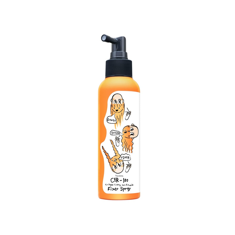 ELIZAVECCA CER-100 Collagen Coating Hair A+ Muscle Fixer Spray provides long-lasting hold and style while nourishing your hair. Enriched with Hydrolyzed Collagen and Chamomile Extract, this lightweight spray keeps your hair in place without stiffness, leaving it soft and manageable. Perfect for achieving a polished look with added hydration and shine.
