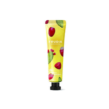 Load image into Gallery viewer, FRUDIA My Orchard Cactus Hand Cream provides deep hydration and nourishment, leaving your hands feeling soft and smooth. Enriched with Cactus Fruit Extract and Shea Butter, this hand cream helps to lock in moisture while restoring the skin&#39;s natural barrier. Infused with Grape Seed Oil and Panthenol, it soothes and revitalizes dry hands, making it ideal for daily use. This lightweight cream absorbs quickly without leaving a greasy residue, offering a refreshing and lightly fragranced finish.