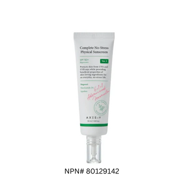 AXIS-Y Complete No-Stress Physical Sunscreen is a gentle, non-irritating sunscreen designed for sensitive skin. Formulated with Zinc Oxide, it provides broad-spectrum SPF protection. This sunscreen contains soothing ingredients like Calendula, Chamomile, and Green Tea Extracts to calm the skin, while Niacinamide brightens the complexion. Hyaluronic Acid and Squalane offer hydration and barrier support, ensuring the skin stays moisturized. Ideal for everyday use, it protects against UV rays while nourishing 