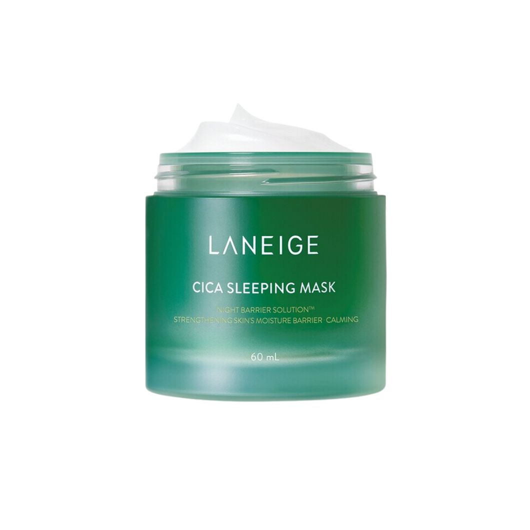 LANEIGE Cica Sleeping Mask is a deeply nourishing overnight mask designed to repair and soothe the skin. Infused with powerful calming ingredients like Centella Asiatica (Asiaticoside, Madecassic Acid, and Asiatic Acid), it helps restore the skin barrier and reduce redness. Enriched with Squalane, Shea Butter, and Panthenol, it provides long-lasting hydration while you sleep, leaving your skin feeling soft and rejuvenated. Ideal for sensitive and stressed skin, this mask works overnight to promote a healthy