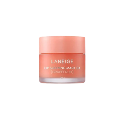 LANEIGE Lip Sleeping Mask EX Grapefruit is a nourishing overnight lip mask designed to deeply hydrate and soften dry lips. Infused with fruit extracts and rich emollients, it helps smooth rough texture and lock in moisture while you sleep. Lips feel supple, comfortable, and refreshed by morning with a light grapefruit scent.
