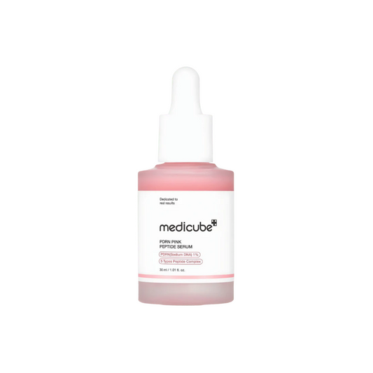 MEDICUBE PDRN Pink Peptide Serum is a rejuvenating serum designed to enhance skin elasticity and reduce the appearance of wrinkles. Formulated with a potent blend of peptides, including Copper Tripeptide-1 and Palmitoyl Pentapeptide-4, it effectively stimulates collagen production to firm and smooth the skin. Niacinamide brightens and evens out skin tone, while Sodium DNA and Hydrolyzed Collagen provide deep hydration and repair. Additional extracts like Turmeric and Neem soothe and protect the skin, making