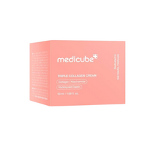 Load image into Gallery viewer, MEDICUBE Triple Collagen Cream is a rich and nourishing moisturizer designed to enhance skin elasticity and hydration. Formulated with Collagen, Hydrolyzed Elastin, and Sodium Hyaluronate, it deeply hydrates and improves skin firmness. Enriched with Shea Butter and Squalane, it locks in moisture and strengthens the skin barrier, while Niacinamide helps brighten and even skin tone. Perfect for achieving smooth, radiant, and youthful-looking skin with daily use.