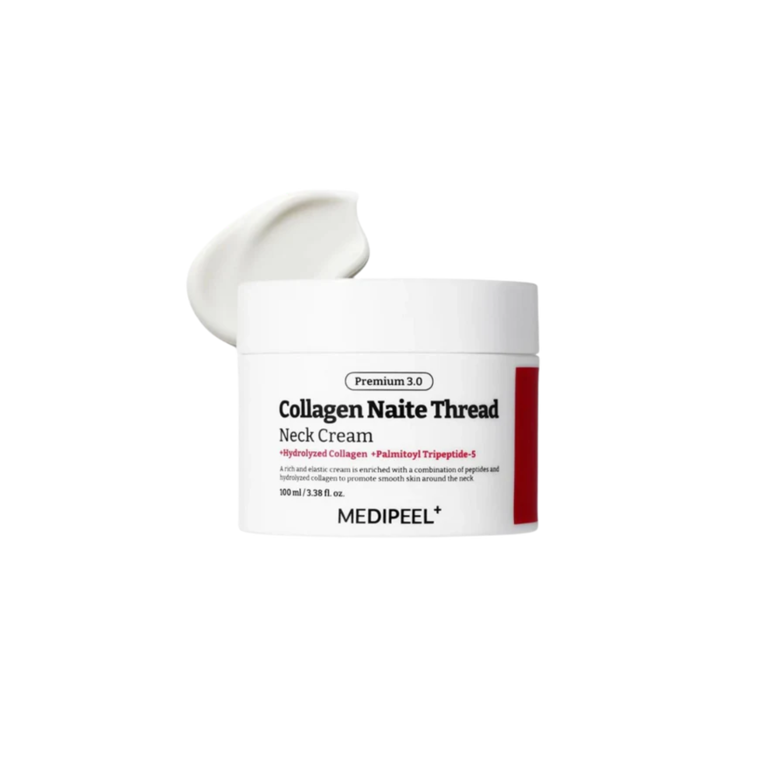 MEDIPEEL Premium Collagen Naite Thread Neck Cream 3.0 is a firming neck cream designed to improve elasticity and smooth the appearance of fine lines. Formulated with Hydrolyzed Collagen, Peptides, and Ceramide NP, it helps nourish delicate neck skin while supporting moisture retention. The rich yet comfortable texture absorbs well, leaving the neck area feeling smooth, firm, and hydrated.