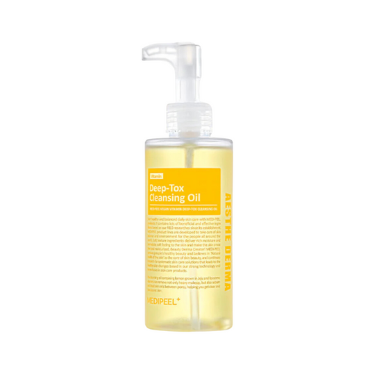 MEDIPEEL Vegan Vitamin Deep-Tox Cleansing Oil is a nourishing, plant-based cleansing oil infused with Vitamin Tree Oil, Grape Seed Oil, and a blend of natural oils to dissolve makeup and impurities effectively. Enriched with Orange Peel Oil, Lemon Extract, and a variety of essential vitamins, it brightens and revitalizes the skin while providing gentle hydration. Ideal for all skin types, this cleansing oil leaves your skin refreshed, soft, and radiant after every use.&nbsp;