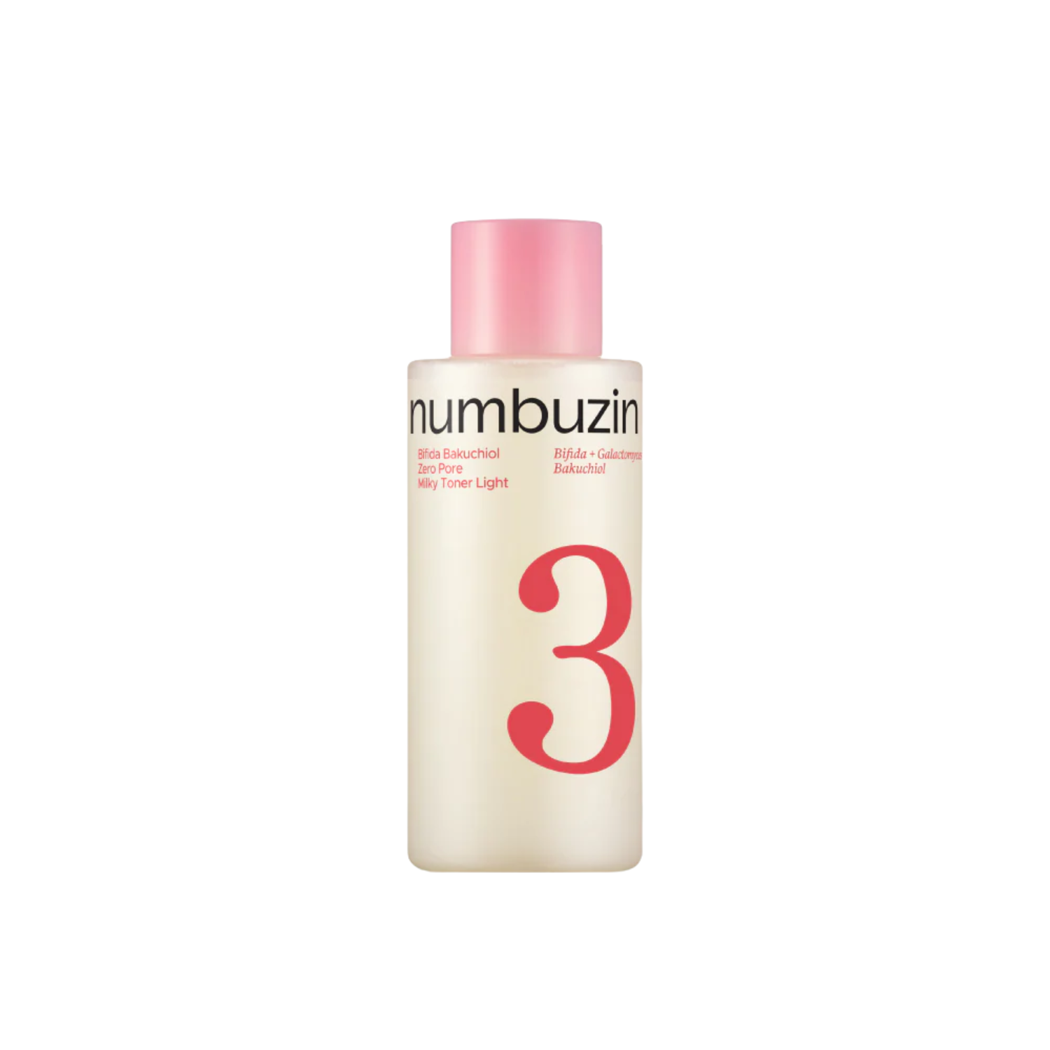 NUMBUZIN No.3 Bifida Bakuchiol Zero Pore Milky Toner Light is a gentle milky toner made to hydrate sensitive skin, refine the look of pores, and smooth uneven texture. Formulated with Bifida Ferment Lysate, Galactomyces Ferment Filtrate, Niacinamide, Sodium Hyaluronate, Hyaluronic Acid, Squalane, Panthenol, Ceramide NP, Cholesterol, Kojic Acid, Bakuchiol, and Tocopherol, it helps support a more even-looking, radiant complexion while keeping skin moisturized and comfortable. Bakuchiol works as a gentle retin