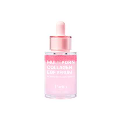 PURITO SEOUL Multi PDRN Collagen EGF Serum is a lightweight and nourishing formula designed to support skin repair and improve elasticity. Enriched with PDRN, Collagen, and EGF, it helps revitalize and smooth the skin while promoting a firmer, more youthful appearance. With added Ceramide NP, Centella Asiatica Extract, and Oat Extract, it soothes and strengthens the skin barrier while providing lasting hydration. Perfect for daily use to keep your skin balanced, hydrated, and radiant.