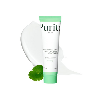 PURITO SEOUL Wonder Releaf Centella Cream Unscented is a gentle, calming moisturizer for sensitive skin. Infused with Centella Asiatica, it soothes irritation and reduces redness. Niacinamide brightens, while Squalane and Macadamia Seed Oil deeply hydrate and strengthen the skin barrier. Enriched with Shea Butter, Ceramides, and Beta-Glucan, it locks in moisture and protects against environmental stress. Ideal for sensitive skin types, this cream ensures a soft, healthy complexion.