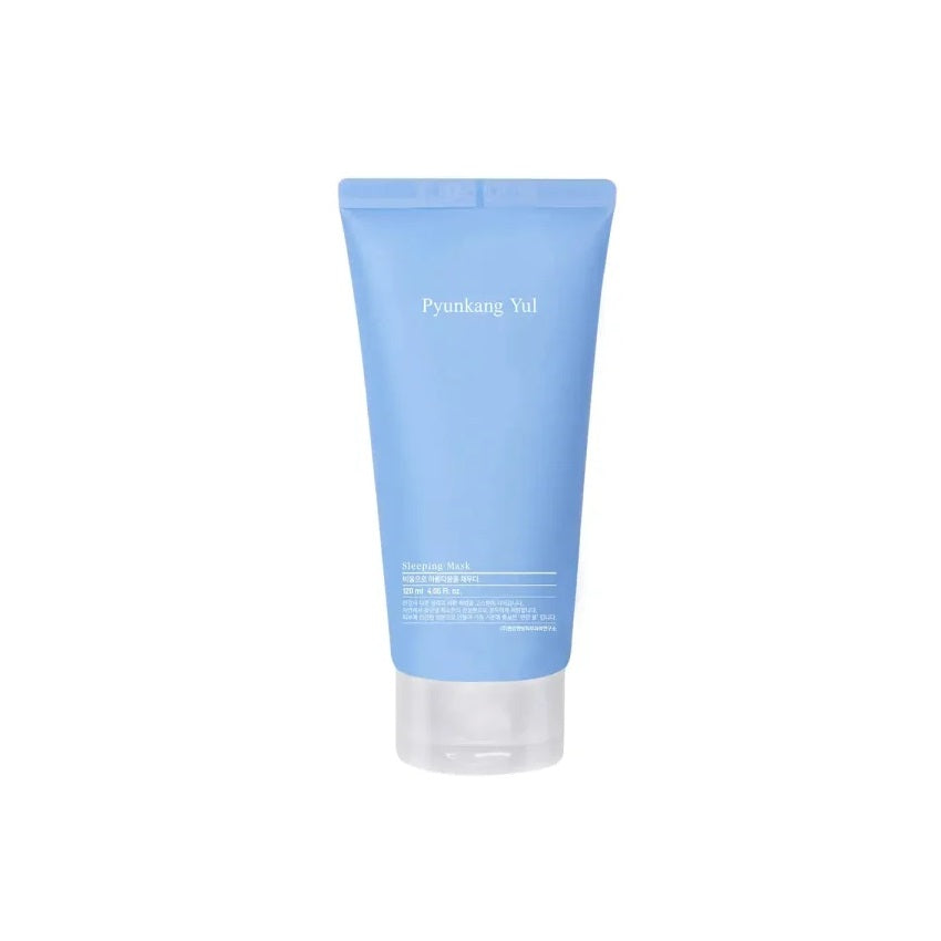 The PYUNKANG YUL Sleeping Mask revitalizes tired skin overnight with its unique jelly texture. It's formulated with PHA for gentle exfoliation, Ceramides to strengthen the skin's barrier, and Hyaluronic Acid for deep hydration. Additionally, Panthenol and Willow Bark Extract soothe and smooth the skin, enhancing its radiance and moisture without leaving a sticky residue. This mask is designed to deliver refreshing energy and intense moisture to fatigued skin, ensuring a smoother, more luminous complexion by