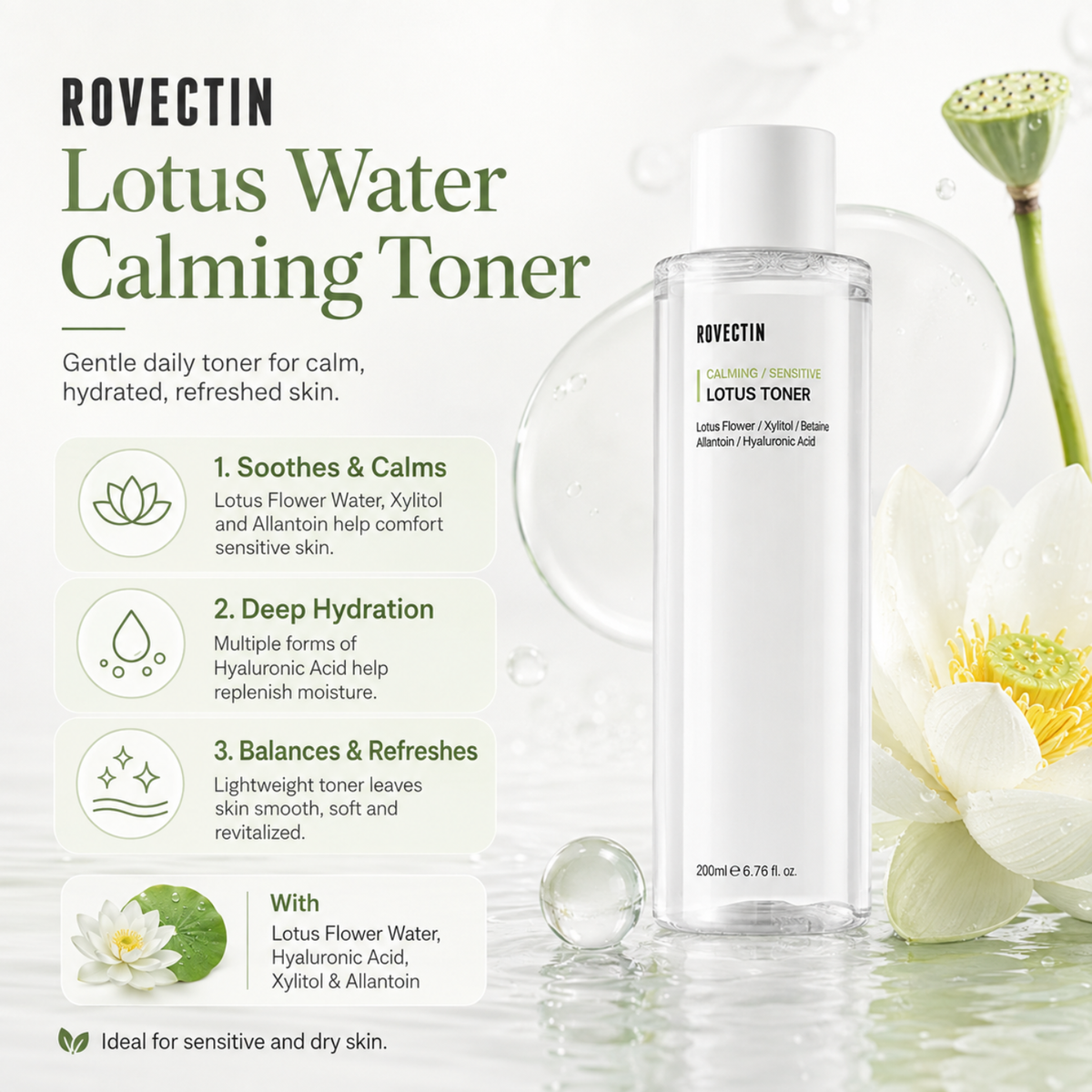 ROVECTIN Lotus Water Calming Toner 200ml