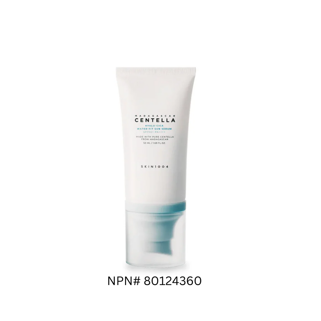 SKIN1004 Madagascar Centella Hyalu-Cica Water-Fit Sun Serum is a lightweight, hydrating sunscreen that provides broad-spectrum protection while nourishing the skin. Formulated with Centella Asiatica Extract (9800ppm) and Hyaluronic Acid, it soothes and deeply hydrates, leaving the skin feeling refreshed and smooth. The serum also includes Niacinamide to brighten the complexion and powerful plant extracts like Ginkgo Biloba Leaf and Camellia Sinensis Leaf to enhance the skin's overall health. Ideal for daily