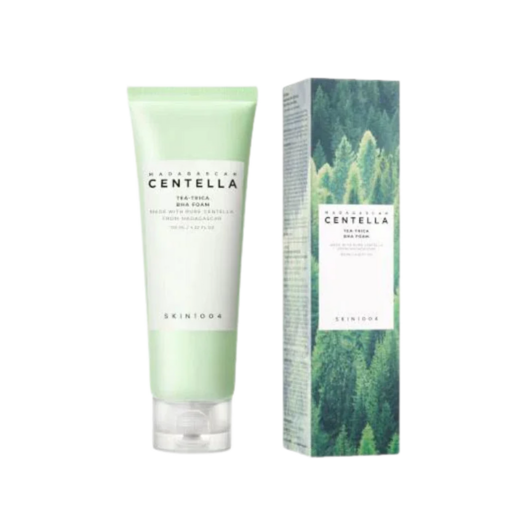 SKIN1004 Madagascar Centella Tea-Trica BHA Foam is a gentle yet effective cleanser formulated to target clogged pores and excess oil. With 10.09% Tea Tree Leaf Water and 0.45% Salicylic Acid, it helps exfoliate, reduce breakouts, and control sebum production. Infused with Centella Asiatica Extract, it soothes and calms the skin, while botanical extracts like Neem and Cocoa Seed provide nourishment. Perfect for acne-prone and oily skin, this foam cleanser leaves your skin feeling refreshed, clear, and balanc