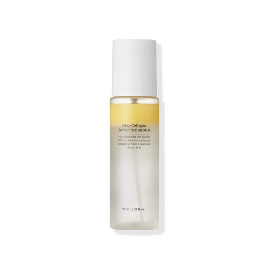 SUNGBOON EDITOR Deep Collagen Barrier Serum Mist is a hydrating facial mist that strengthens the skin barrier and boosts moisture. Enriched with Collagen Extract, Peptides, and Hyaluronic Acid, it helps firm, smooth, and revitalize dull or dry skin. Ideal for all skin types needing a refreshing, nourishing glow.