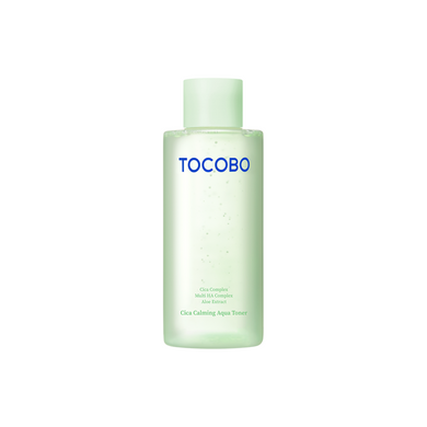 TOCOBO Cica Calming Aqua Toner is a soothing and hydrating toner designed to calm sensitive skin. It features Centella Asiatica Leaf Extract and a blend of botanical extracts, including Camellia Sinensis Leaf Water and Aloe Ferox Leaf Extract, to reduce redness and nourish the skin. With added Hyaluronic Acid, Niacinamide, and Ceramides, it deeply hydrates, strengthens the skin barrier, and leaves your skin feeling refreshed and balanced. Perfect for daily use to prep your skin for the rest of your skincare