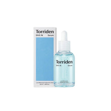 Load image into Gallery viewer, TORRIDEN DIVE-IN Low Molecule Hyaluronic Acid Serum provides deep hydration with its unique blend of low molecular Hyaluronic Acid, allowing moisture to penetrate deeply into the skin. Infused with Panthenol, Allantoin, and soothing ingredients like Witch Hazel and Portulaca Extract, it calms and replenishes the skin while supporting its moisture barrier. Madecassoside and Ceramide NP help strengthen and repair the skin, making this serum ideal for all skin types, especially dehydrated skin. It leaves the s