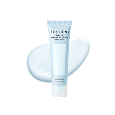 TORRIDEN DIVE-IN Watery Moisture Sun Cream is a hydrating, lightweight sunscreen that provides broad-spectrum protection with a blend of gentle chemical filters. Infused with Niacinamide and a complex of hyaluronic acids, it deeply hydrates while enhancing skin tone and radiance. With soothing ingredients like Aloe and Turmeric Root Extract, this sun cream leaves skin calm, moisturized, and perfectly shielded from daily sun exposure. Ideal for all skin types, including sensitive skin.