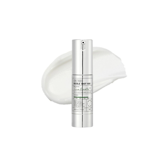 VT Reedle Shot 1000 is an intensive skin-revitalizing ampoule that combines patented Reedles™ - microneedle-like silica structures - with nourishing ingredients to deliver visible results. Formulated with Niacinamide, Centella Asiatica Extract, Shea Butter, Ceramide NP, Propolis, and Panax Ginseng Root Extract, this ampoule targets dullness, fine lines, and loss of firmness. The Reedles help create micro-channels in the skin, enhancing the absorption of active ingredients for smoother, plumper, and healthie