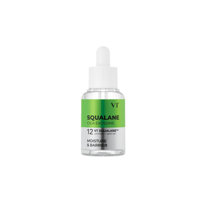 VT Squalane S4 Moisture Ampoule is a deeply hydrating serum designed to strengthen the skin moisture barrier and keep skin balanced. Formulated with plant-derived Squalane, it helps lock in moisture while improving softness and elasticity. Cica Exosome provides intensive soothing care, while Green Tea Extract helps maintain a healthy oil-water balance. Niacinamide and Panthenol support skin clarity and comfort, while Ceramide NP reinforces the skin barrier. The rich yet fast-absorbing texture delivers long-