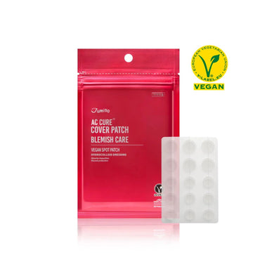 JUMISO AC Cure Vegan Cover Patch Blemish Care is a gentle yet effective patch designed to target blemishes. Formulated with a blend of soothing and hydrating ingredients like Hyaluronic Acid and Bifida Ferment Lysate, it helps to calm irritated skin while providing moisture. The patch also contains Chlorella Vulgaris Extract and Malachite Extract, which support the skin's natural healing process. Perfect for those seeking a vegan and cruelty-free solution to treat and cover blemishes discreetly.