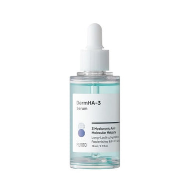 PURITO DermHA-3 Serum is a deeply hydrating serum formulated with multiple forms of Hyaluronic Acid to deliver long-lasting moisture and plump the skin. Enriched with soothing Panthenol, Allantoin, and Madecassoside, it calms and nourishes the skin while promoting a smooth, healthy complexion. Copper Tripeptide-1 and Malachite Extract provide additional revitalizing and antioxidant benefits. This lightweight serum absorbs quickly, leaving the skin feeling refreshed, hydrated, and radiant. Ideal for all skin