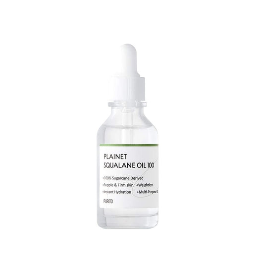 PURITO Plainet Squalane Oil 100 is a 100% pure Squalane oil that provides deep hydration and nourishment for the skin. This lightweight, non-greasy oil absorbs quickly, helping to lock in moisture, improve skin elasticity, and enhance the skin's natural glow. Ideal for all skin types, including sensitive skin, it supports a healthy, smooth complexion and can be used on the face, body, and even hair for added hydration and softness.