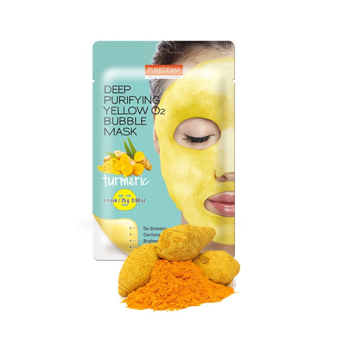 PUREDERM Deep Purifying Yellow O2 Bubble Mask Turmeric